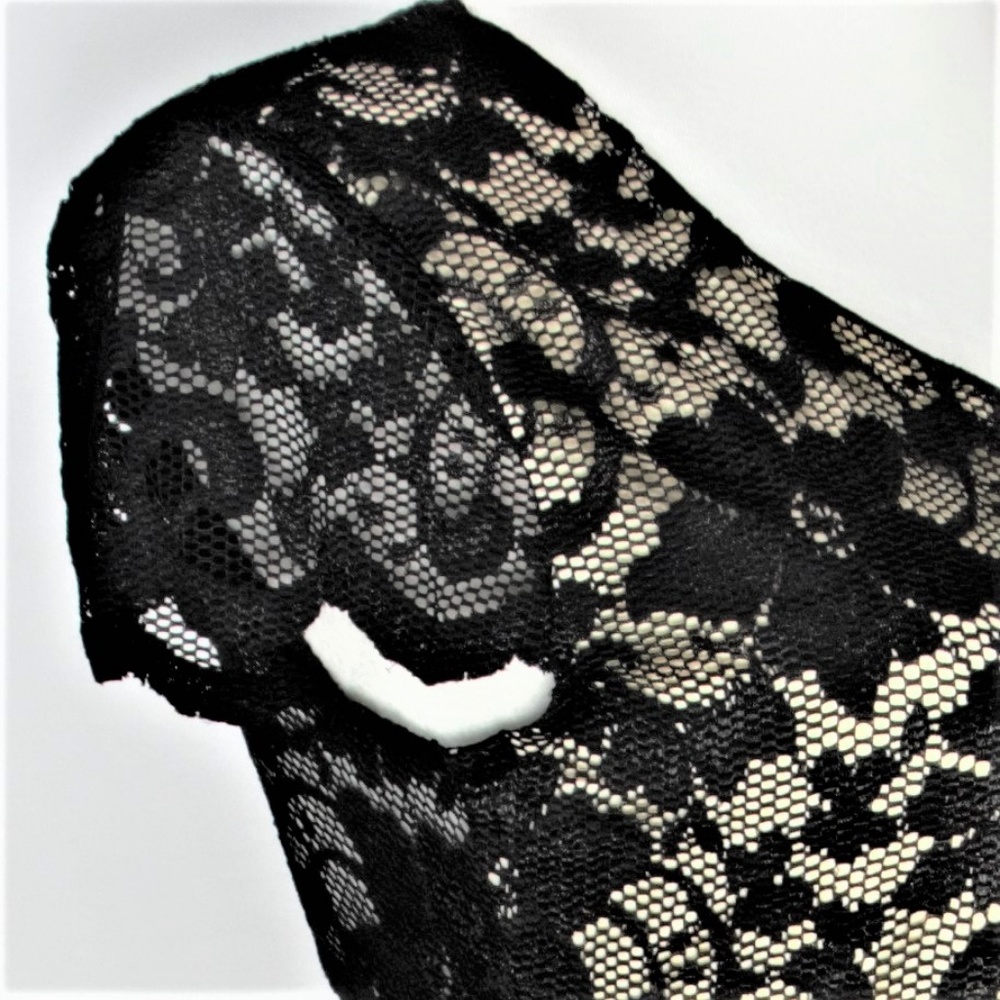 Black Lace Backless Bodycon Dress with Lining - Picture 5 of 8